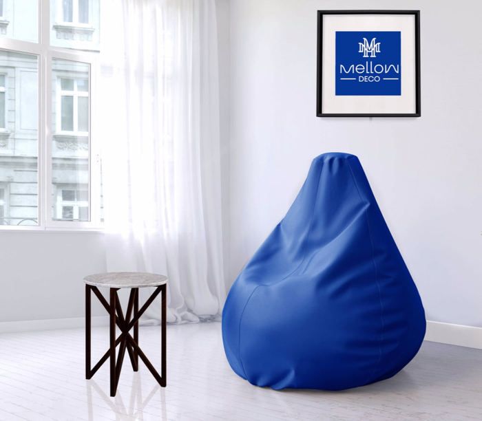 Pouf - Bleu Electrique - Polyester - 1,15m de hauteur - 0,70m de diamètre - 1 place