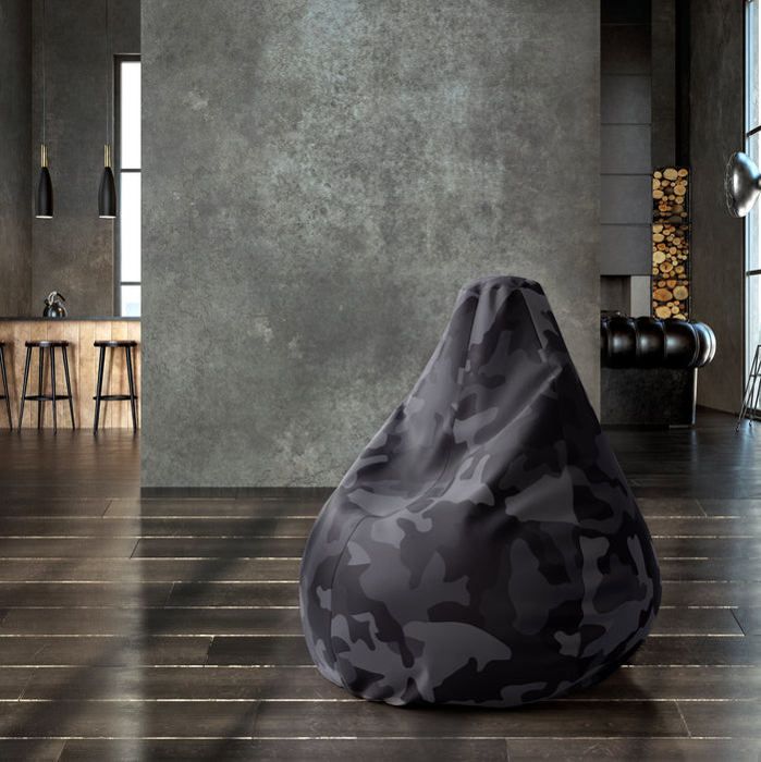 Pouf Poire - Militaire - 1 place - Simili - Microbille - Design contemporain
