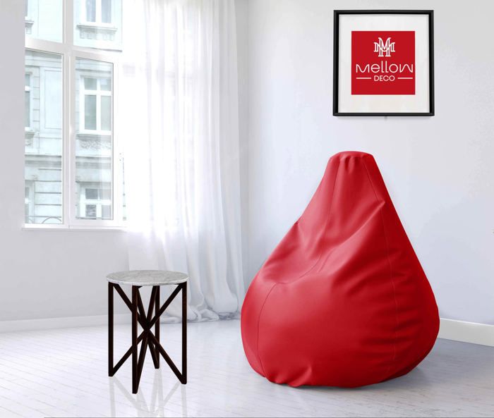 POUF - H1 - POUF POIRE UNIS - Rouge - Polyester - Microbille