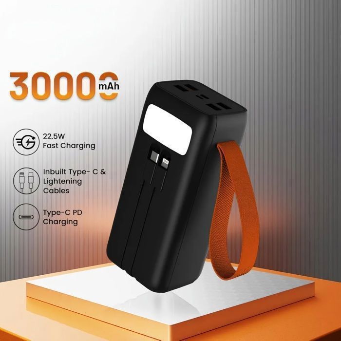 Power bank 30000 mAh fast charge 22.5 w PD avec 4 output et LEd pour Android et IOS