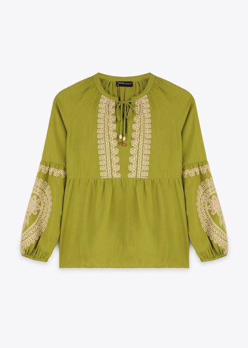 Blouse Uni Avec Serigraphie - Olive - Marwa