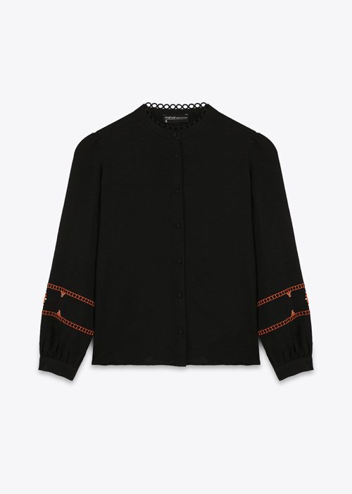 Chemise Avec Broderie - Black - Marwa