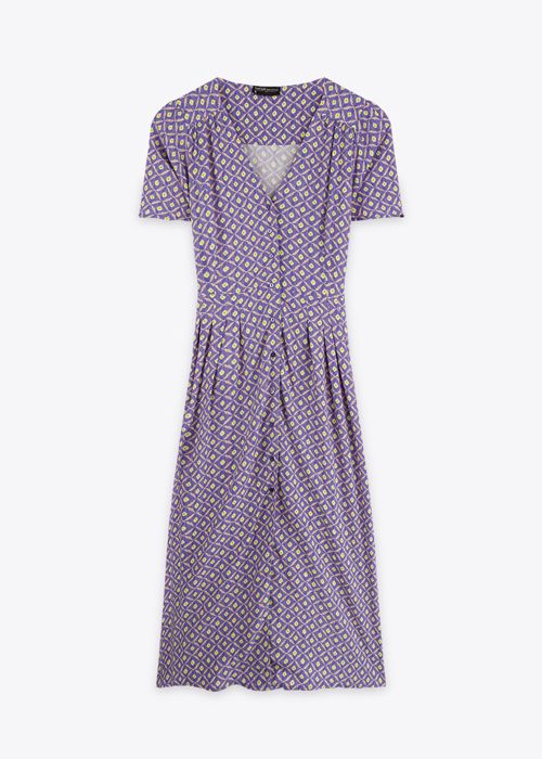 Robe Mi-Longue Imprimée - Purple Ikat - Marwa