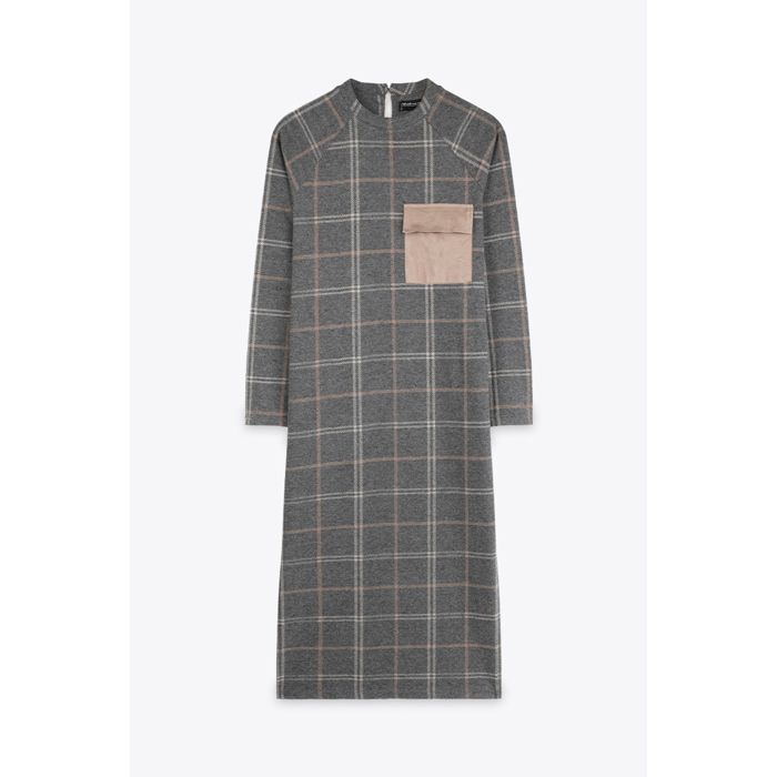 Marwa - Robe Longue Avec Poche - Grey Checks