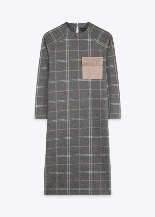 Robe Longue - MARWA - Grey Checks - Poche - Tendance - Femme - Marjane Mall - Image 1