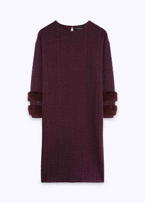 Robe Longue Avec Fourrure - Dark Purple - Marwa