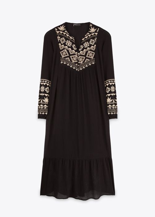 Robe Longue Avec Serigraphie - Black - Marwa