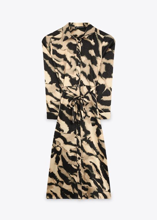 Robe Avec Boutton - Black Beige - Marwa
