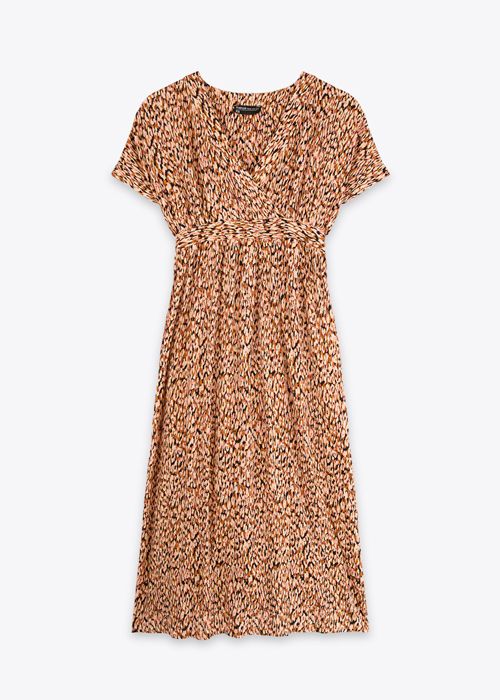 Robe Longue Manches Courtes - Brown Dots - Marwa