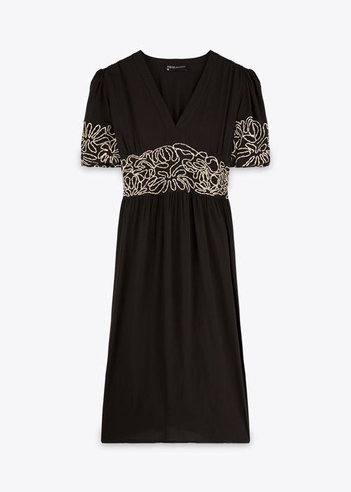 Robe Longue Avec Serigraphie - Black - Marwa