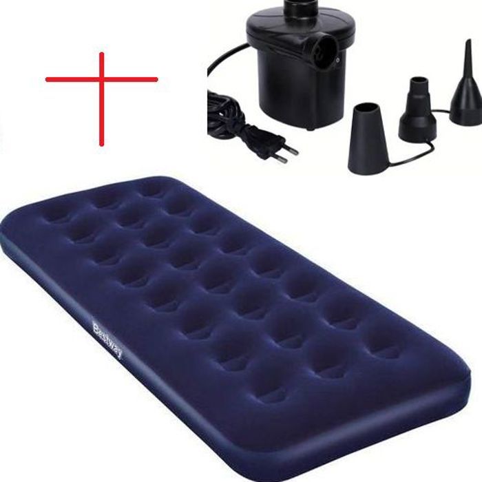 Bestway Matelas Gonflable Aeroluxe 1 Place + Pompe à Air électrique 185 x76x 22 cm
