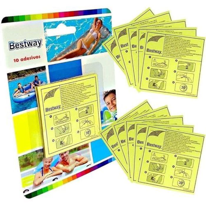 Kit de réparation - BESTWAY - Patchs autoadhésifs - 10 pièces - Très résistant - Utilisation extérieure