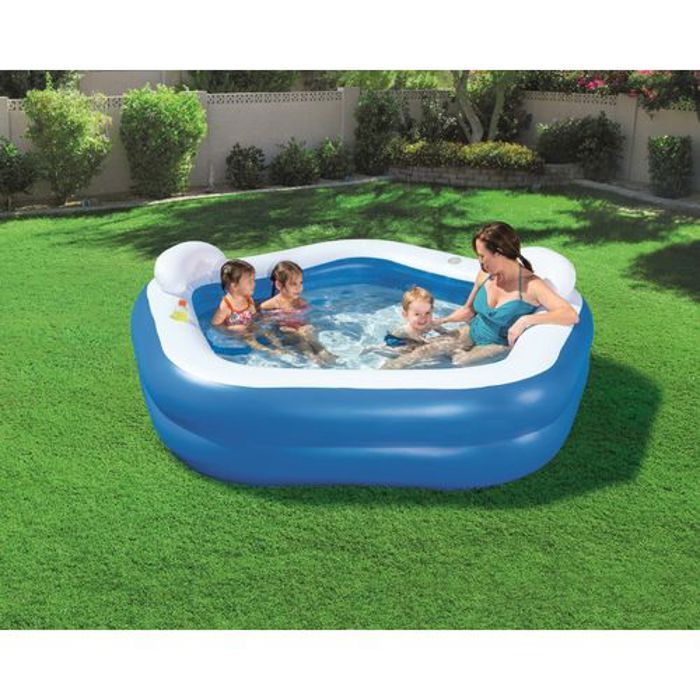 Bestway Piscine pentagone gonflable avec sièges (  213 Cm  x 207 Cm x 69 Cm ) +6 Ans