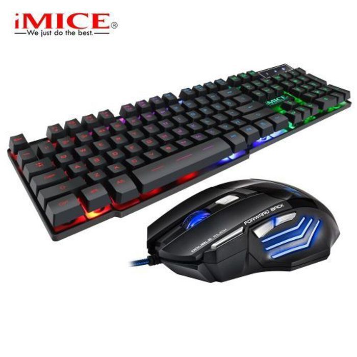 Imice Clavier Gamer + Souris Combo Gamer Filaire RGB LED Rétroéclairé USB AN-300