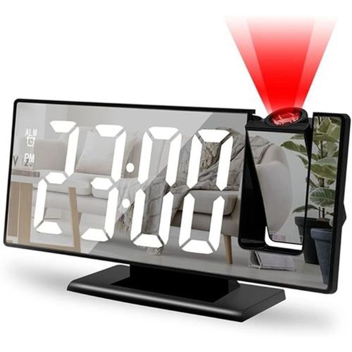 Horloge - GENERIC - Miroir LED - Projection - Rétroéclairage - Multifonctionnelle
