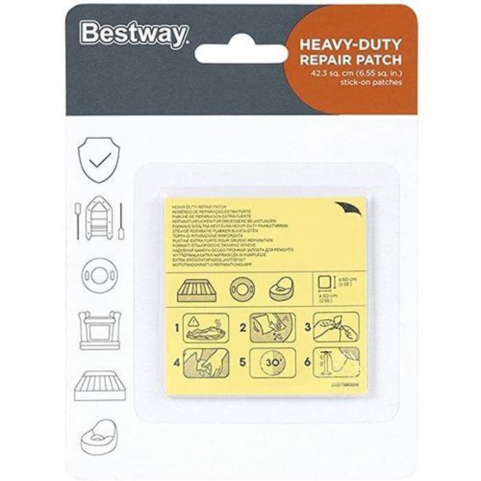 Patch de réparation adhésif - BESTWAY - Pour piscine et matelas gonflable - Résistant - Extérieur - Mixte