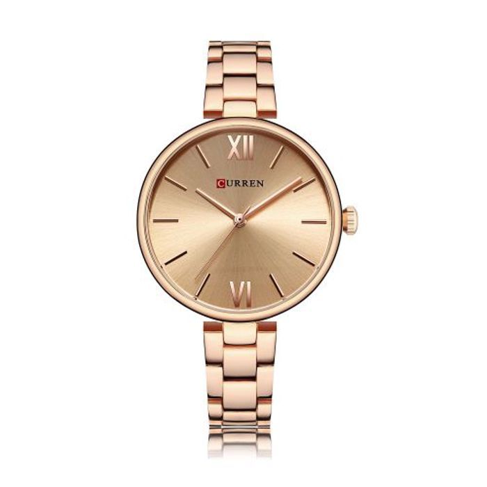 Curren  Montres Femmes de Luxe Marque Montre Or Rose Quartz Horloge Creative Mode Montre-Bracelet - C9017L