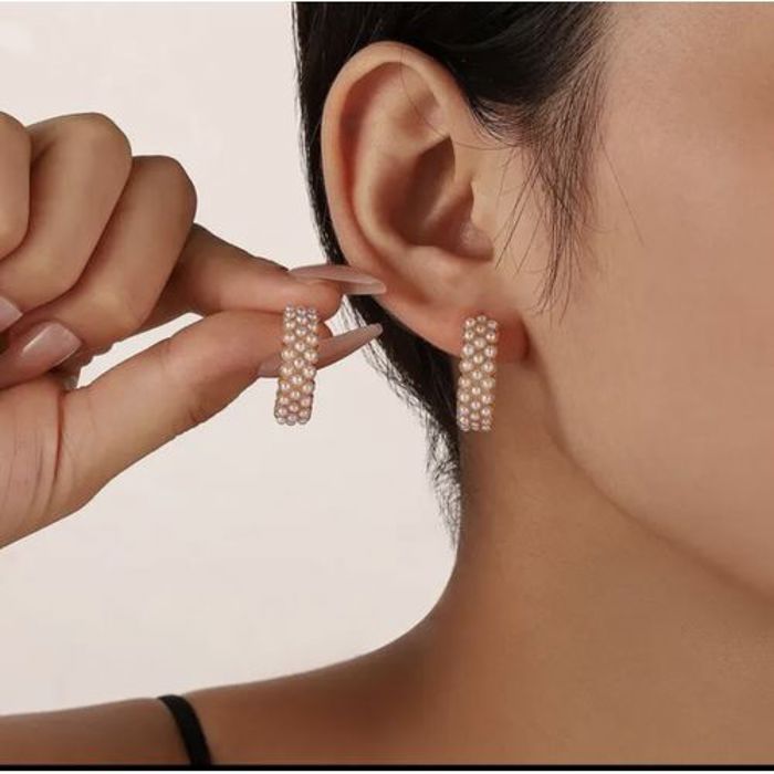 zeeparis Boucles d’oreilles cerceau perles