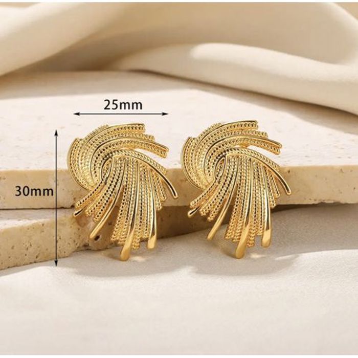 zeeparis Boucles d’oreilles  éventail en acier inoxydable