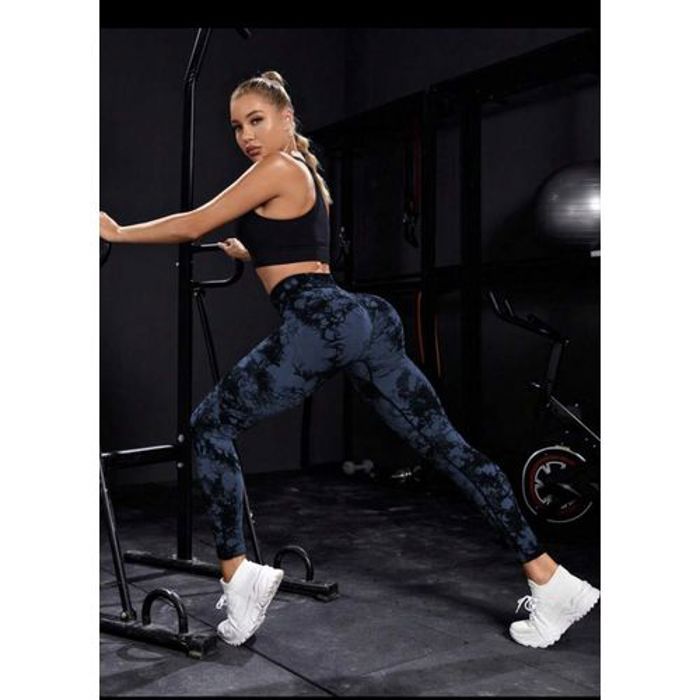 zeeparis Legging trendy tie and die bleu fonc&eacute;