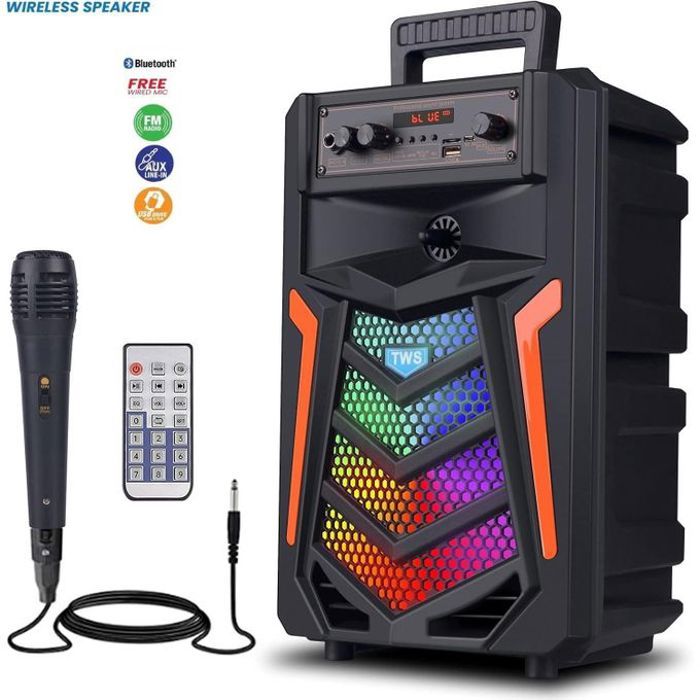 YOU STAR Haut parleur Bluetooth Compact avec Microphone -Portable Sans Fil Home Karaoke - TF/AUX/Disk Player