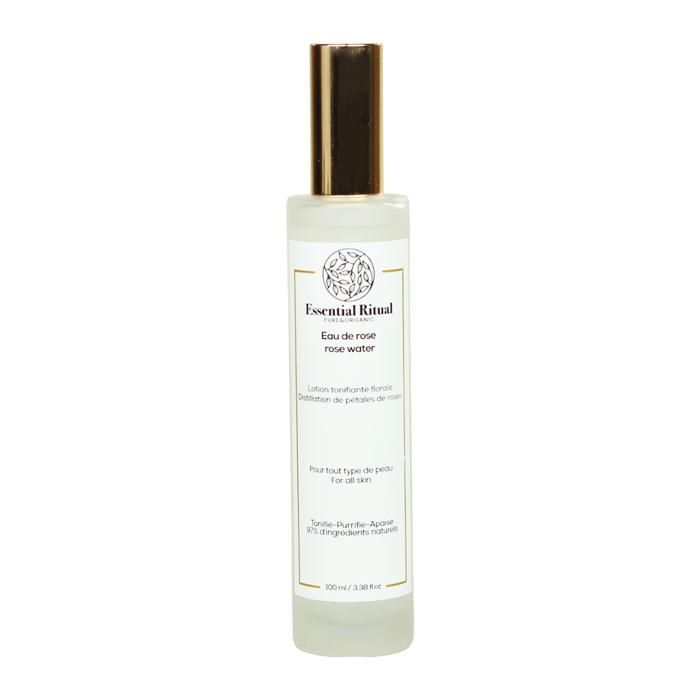 Eau de Rose - ESSENTIAL RITUAL PURE&ORGANIC - 100 ml - Lotion tonifiante - Rafraîchissante - Pores resserrés