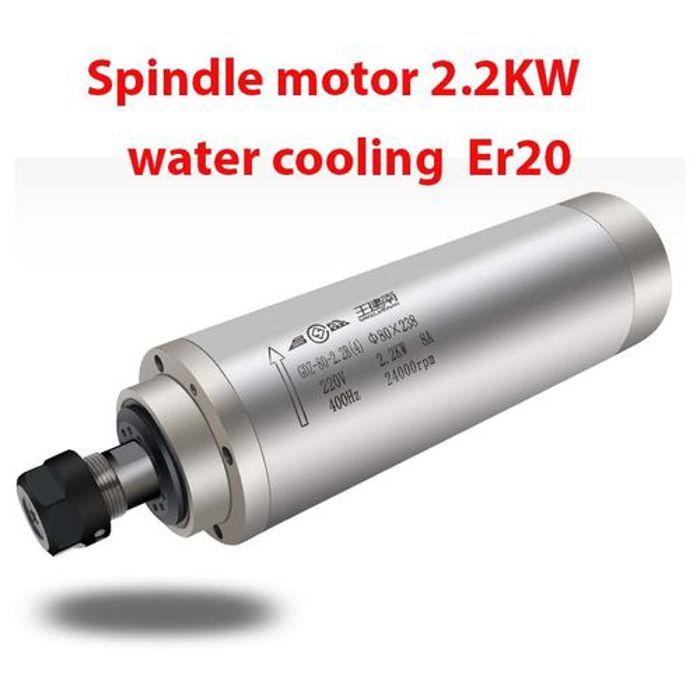 Spindle Moteur de broche Refroidi à l'eau 220V 2.2KW 24000RPM 400Hz Er20