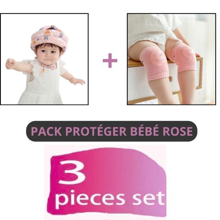 Casque de Sécurité et Protège-Genoux Bébé - Rose
