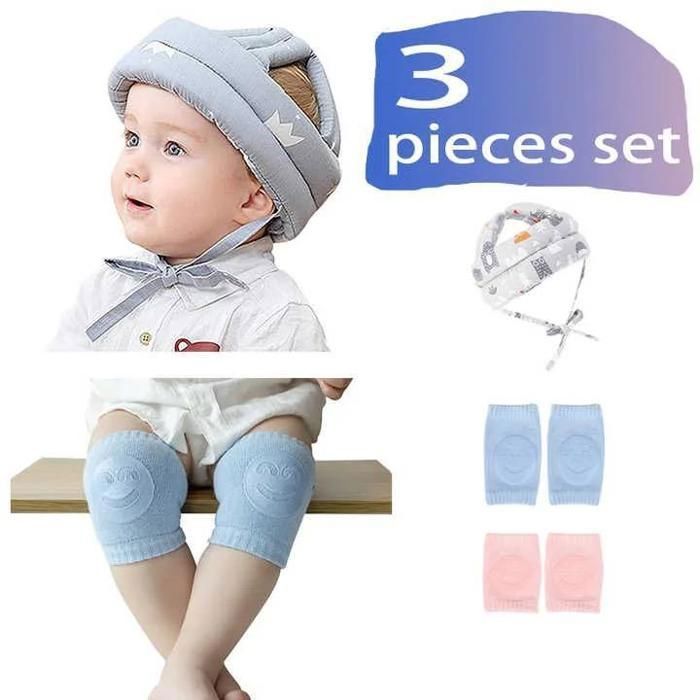 Casque de Sécurité et Protège-Genoux Bébé - Bleu garçon