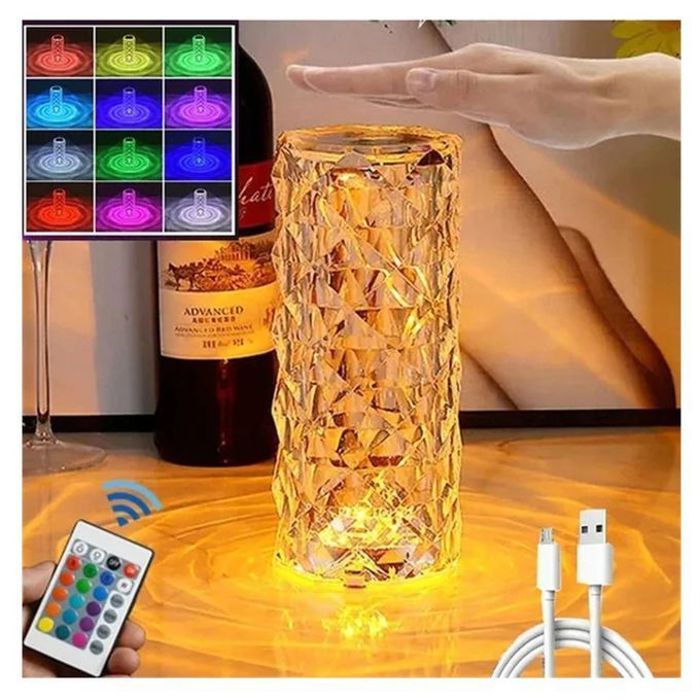 Lampe Diamond LED USB en Cristal avec Interrupteur Tactile Luminaire