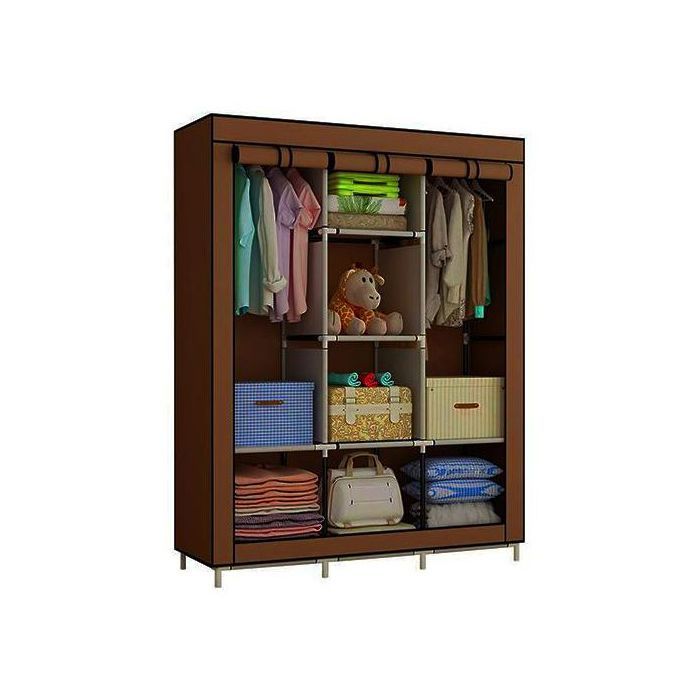 Armoire Penderie - GENERIC - 3 Portes - 8 Étagères - Tissu Résistant - Métal Solide