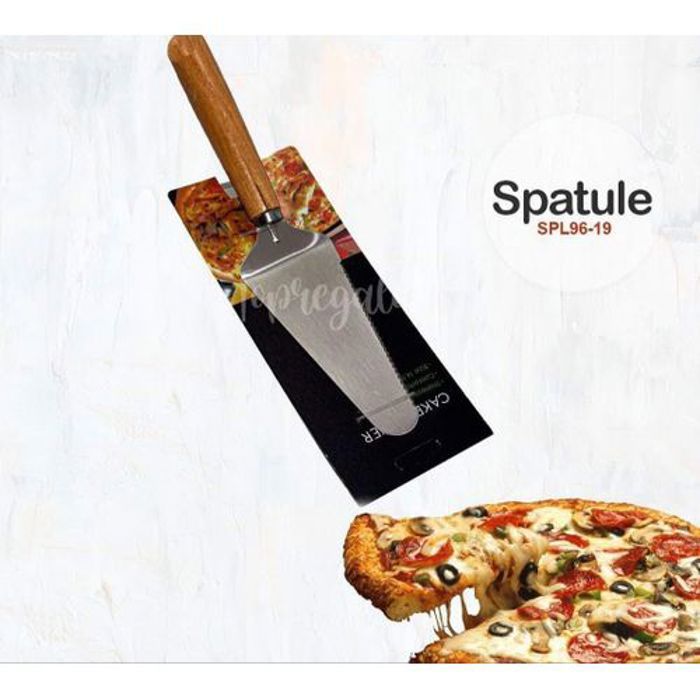 Spatule en métal d'acier inoxydable manche en bois pour pizza ou à tarte