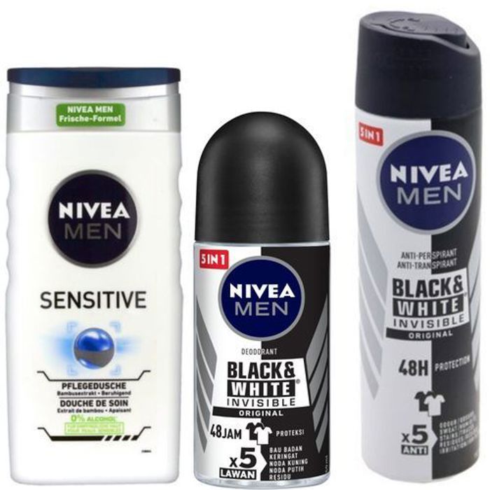 Nivea men pack nivea men 3×1 deo 200 ml + roll-on 50 ml+ gel douche 250 ml
