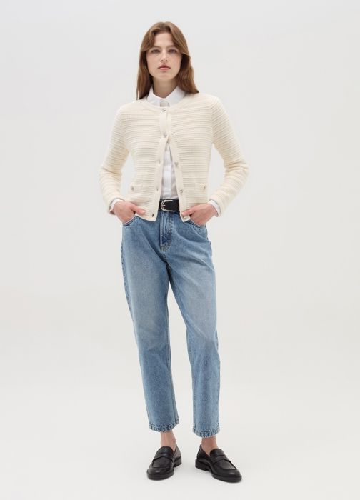 Cardigan à motif ajouré - White