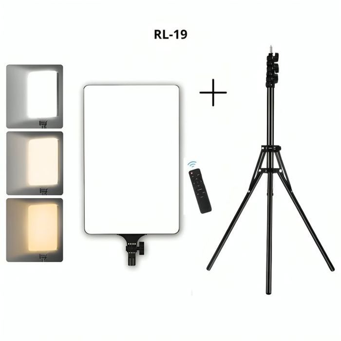 PACK - Lampe Kit d'éclairage vidéo LED 19 pouces RL-19 + Trépied 1,60M pliable