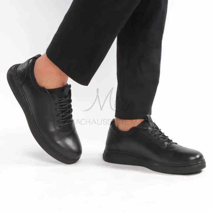 Baskets Basses - Camelo - Noir - Cuir - Semelle Gomme - Confortables