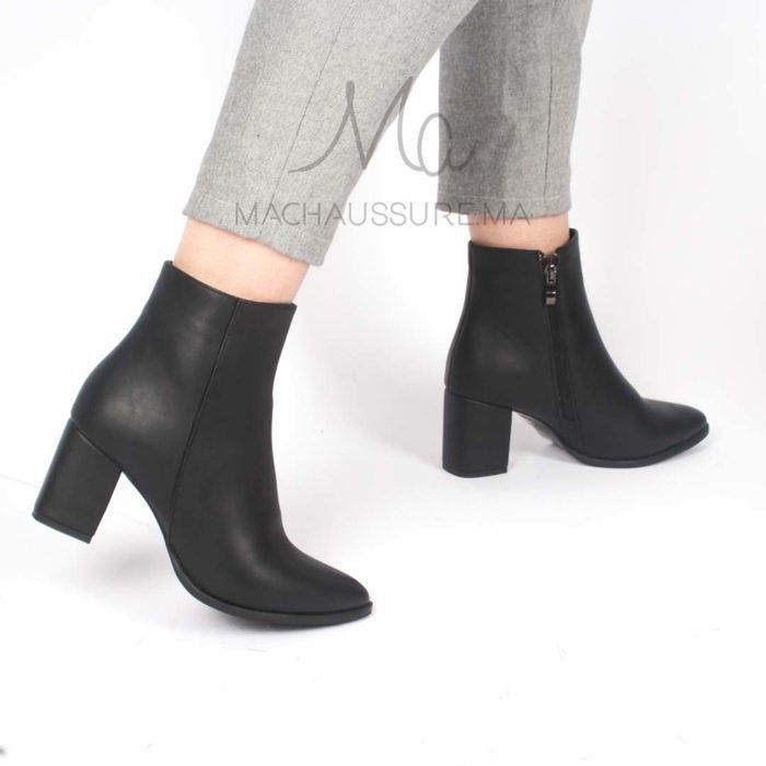 Bottines à talons - KEYLA - Noir - Talon large - Tige moyenne - Synthétique