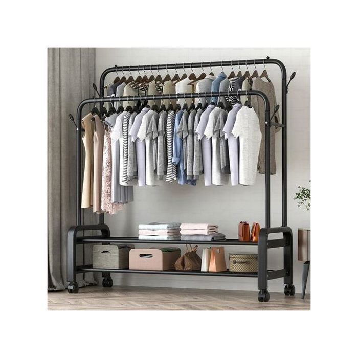 Grande Porte-Manteau En Métal Vêtements Double Pôle,2 Support Cintre à Chaussures 40kg