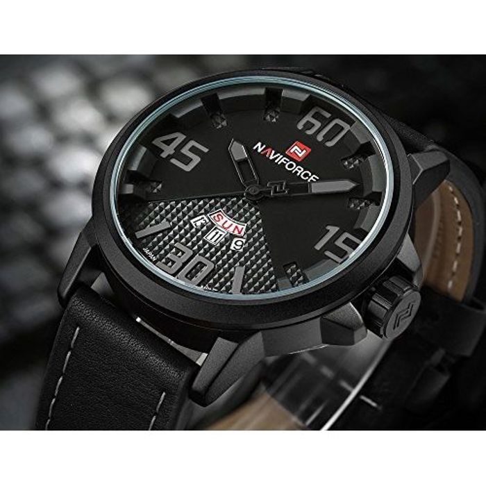 Montre quartz - NAVIFORCE - 9087 - Calendrier - Cuir - Résistance 30m