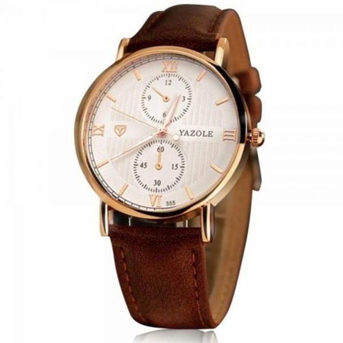 Yazole Montre pour homme en cuir analogique  Yazole 355