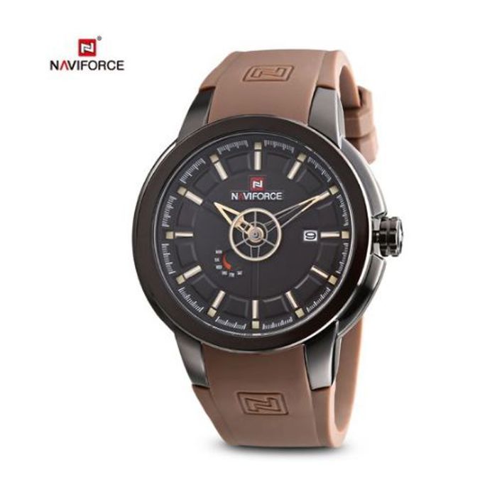 Montre Homme - NAVIFORCE - Quartz - Cuir Marron - Résistance à l'eau 30m - Calendrier