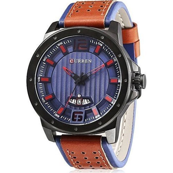 Montre Quartz - CURREN - Homme - Bracelet en cuir - Calendrier - Précision du mouvement