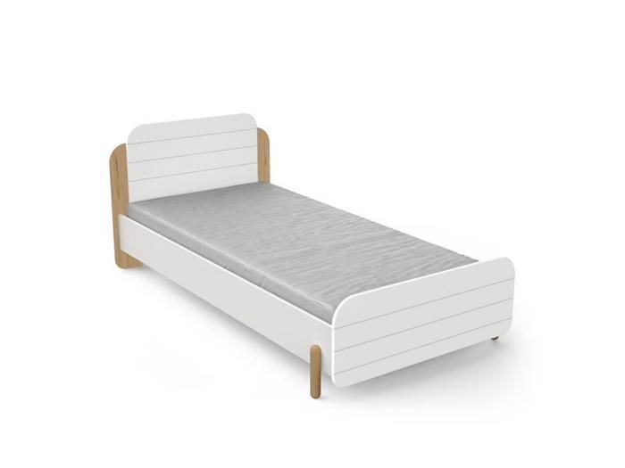 Lit Simple - Edaj - 204,1 x 102,1 x 78,5 cm - Blanc - Bois massif - 1 place
