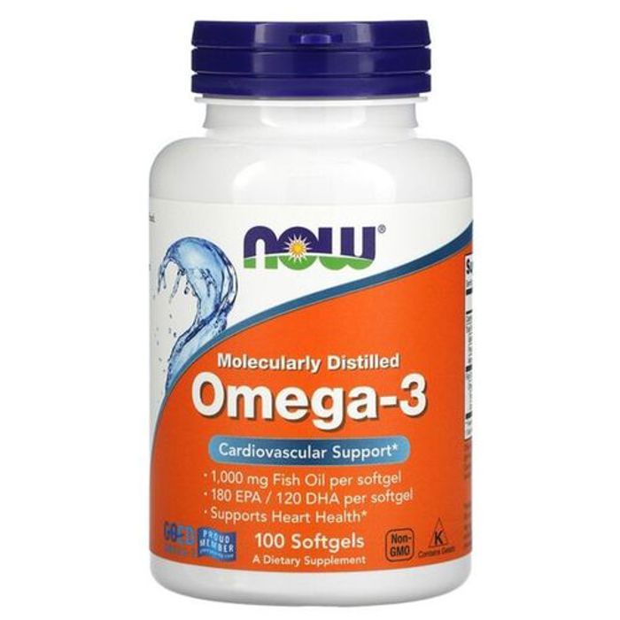 Now foods oméga-3,180 mg d'acide eicosapentaénoïque/120 mg de dha,100 capsules