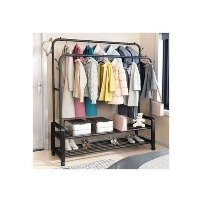 Porte-vêtements en métal à double pôle.