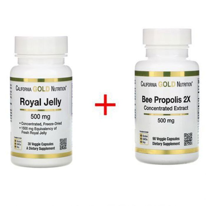 California Gold Nutrition Pack Propolis  90 Gélules es   et Gelée royale  30 Gélules  Bio Made In USA