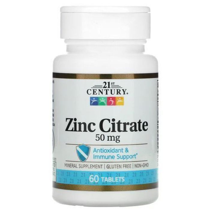 21st Century ZINC CITRAT 50 MG  60 COMPRIMES SOUTIEN ANTIOXYDANT ET IMMUNITAIRE USA