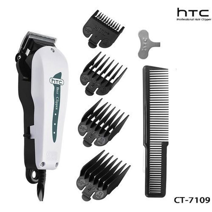 Htc Tondeuse à cheveux  en acier 7109 peigne de fixation 4 peigne de coiffeur