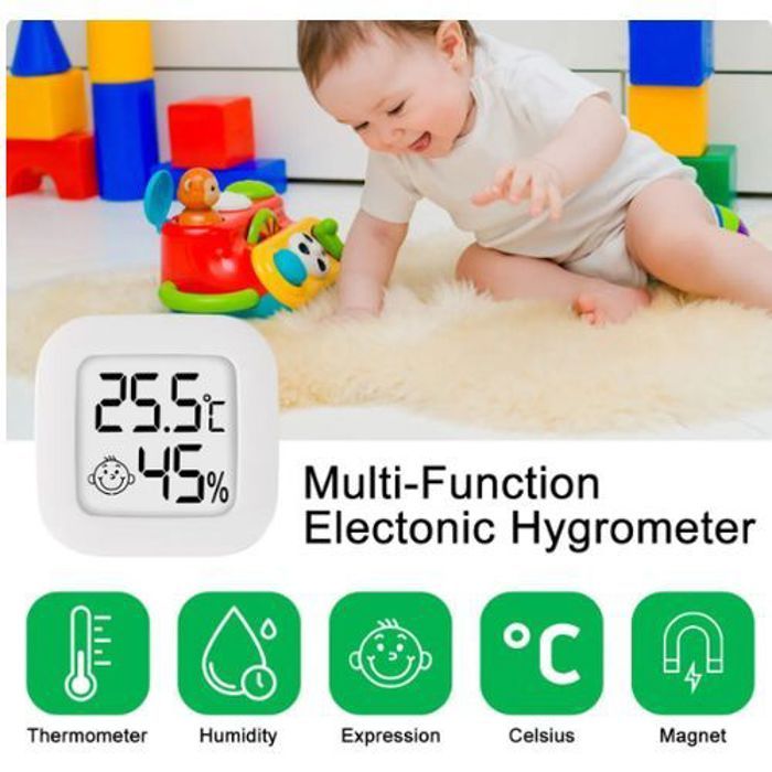 Thermomètre Numérique Affichage LCD Température Humidité Hygromètre Compteur