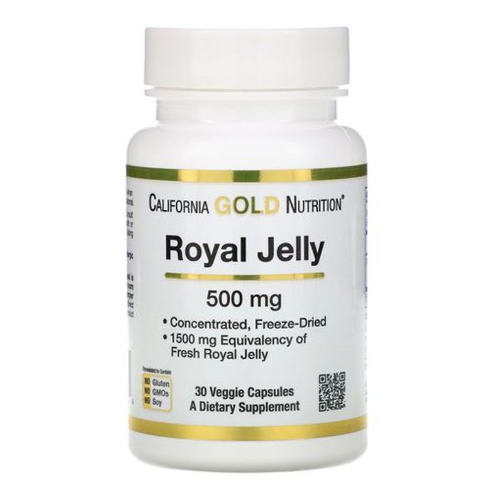 California Gold Nutrition Royal Jelly, Gelée royale concentrée et lyophilisée 500 mg 30 capsules végétariennes